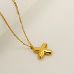 Gold color / 1 Piece Simple Series Daily Letter X Titanium Steel  Gold Color Unisex Pendant Necklaces Picture24